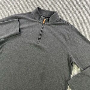 Mizzen+Main 1/4 Zip Pullover Sweatshirt Men Large Charcoal Gray Knit Long Sleeve